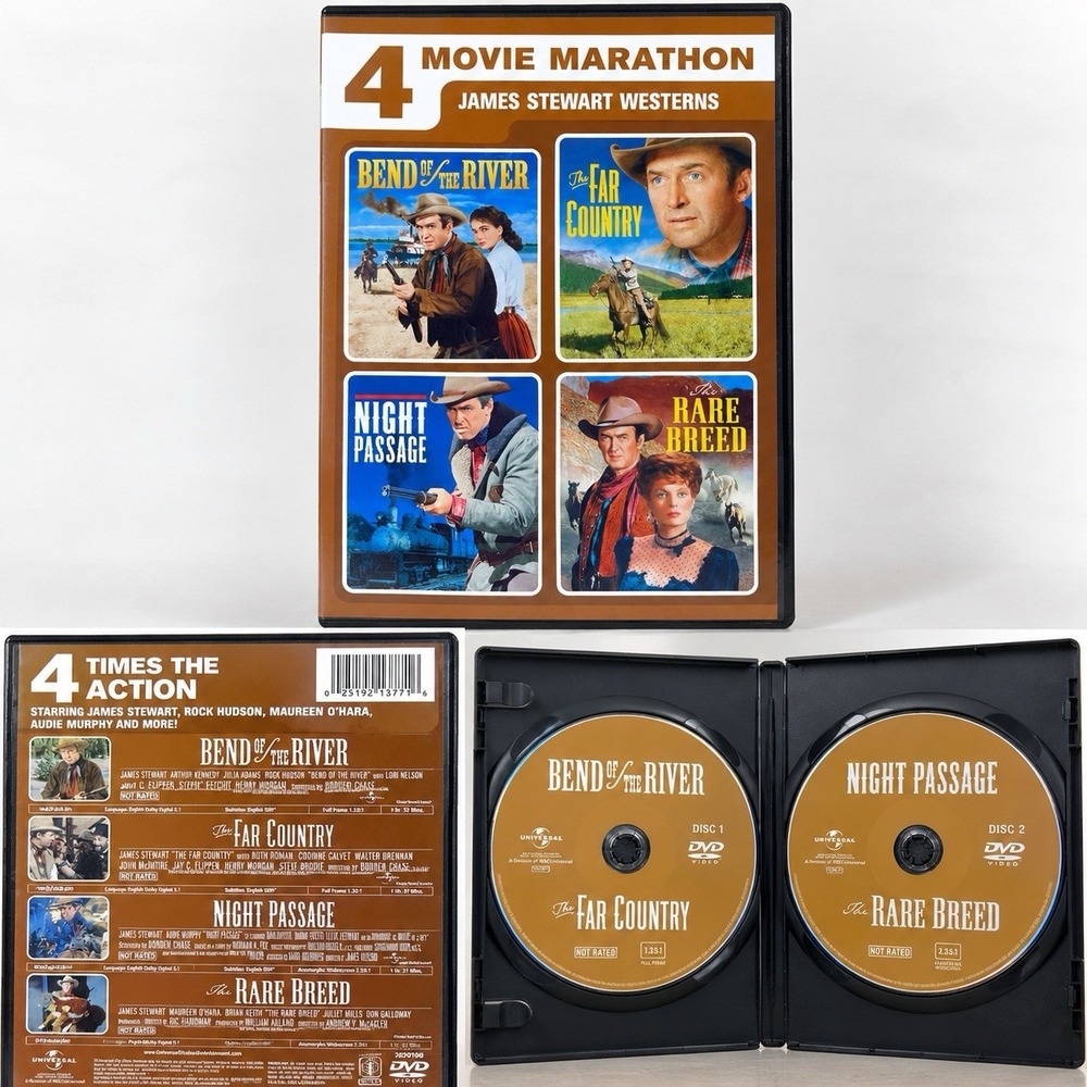 James Stewart Westerns 4 Movie Marathon DVD 2012 2-Disc Set Bend of the River NR